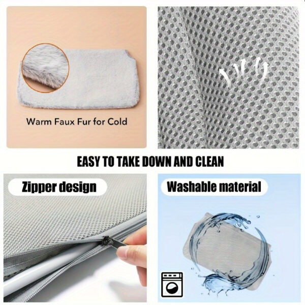 Cama de janela dobrável para gatos - Reversible Hammock Bed for Indoor Cats, Easy Assembly - Image 6