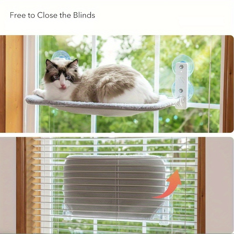 Cama de janela dobrável para gatos – Reversible Hammock Bed for Indoor Cats, Easy Assembly