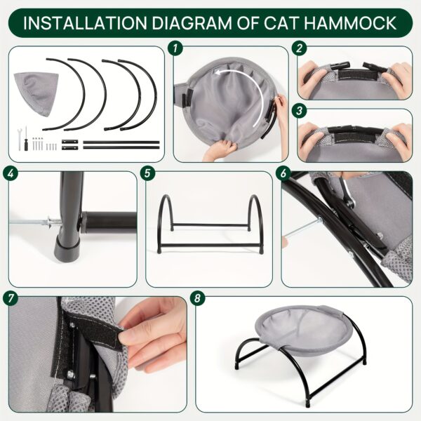 Cama de Rede Suspensa para Gatos - Cat Bed Pet Hammock, Stable And Breathable Easy To Assemble Pet Supplies For Indoors And Outdoors - Image 10