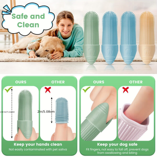 Escova de Dentes 360 graus para Pets - Dog and Cat Toothbrush, 360 Degree Cleaning Finger Toothbrush, Dental Care - Image 9