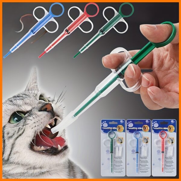 Seringa de Alimentação e Medicamentos - 1pc Random Color Pet Medicine Feeder, Pet Tablet Syringe Feeder - Image 3
